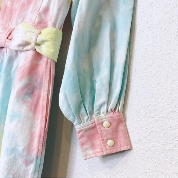 LOVESHACKFANCY Paca Rainbow Jumpsuit Radial Pastel Tie Dye New With Tags Size 4 - Picture 12 of 15